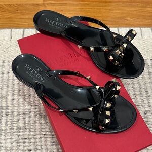 Valentino Black Studded Sandal Flip Flops